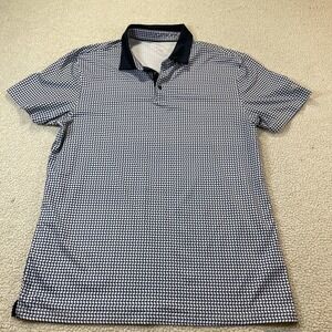 Maelreg Polo Mens L Blue Performance Short Sleeve Geometric Golf Shirt 0071